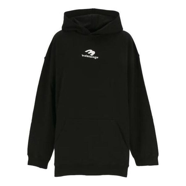 

Толстовка new logo popover hoodie 'black white' Balenciaga, черный