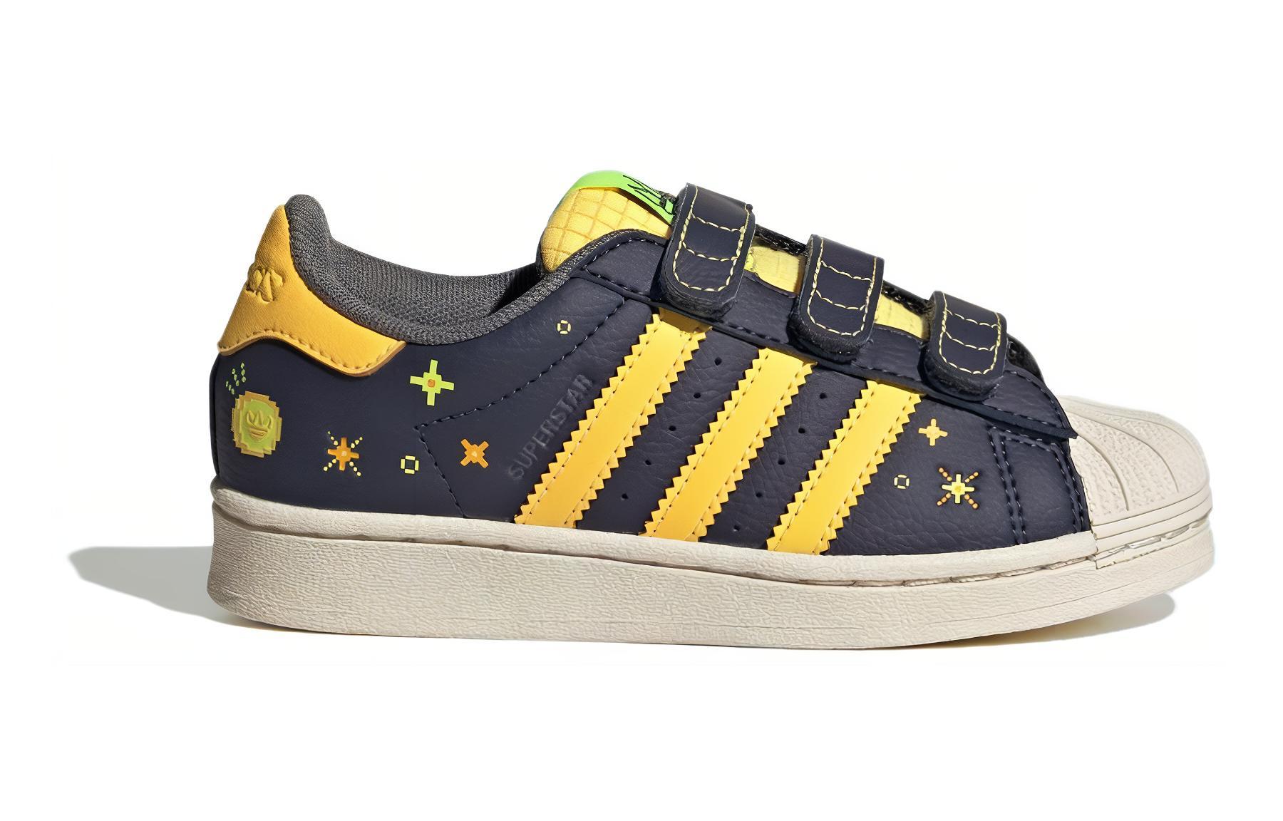 Кроссовки для скейтбординга Superstar детские Adidas Originals, синий/желтый — фото 2