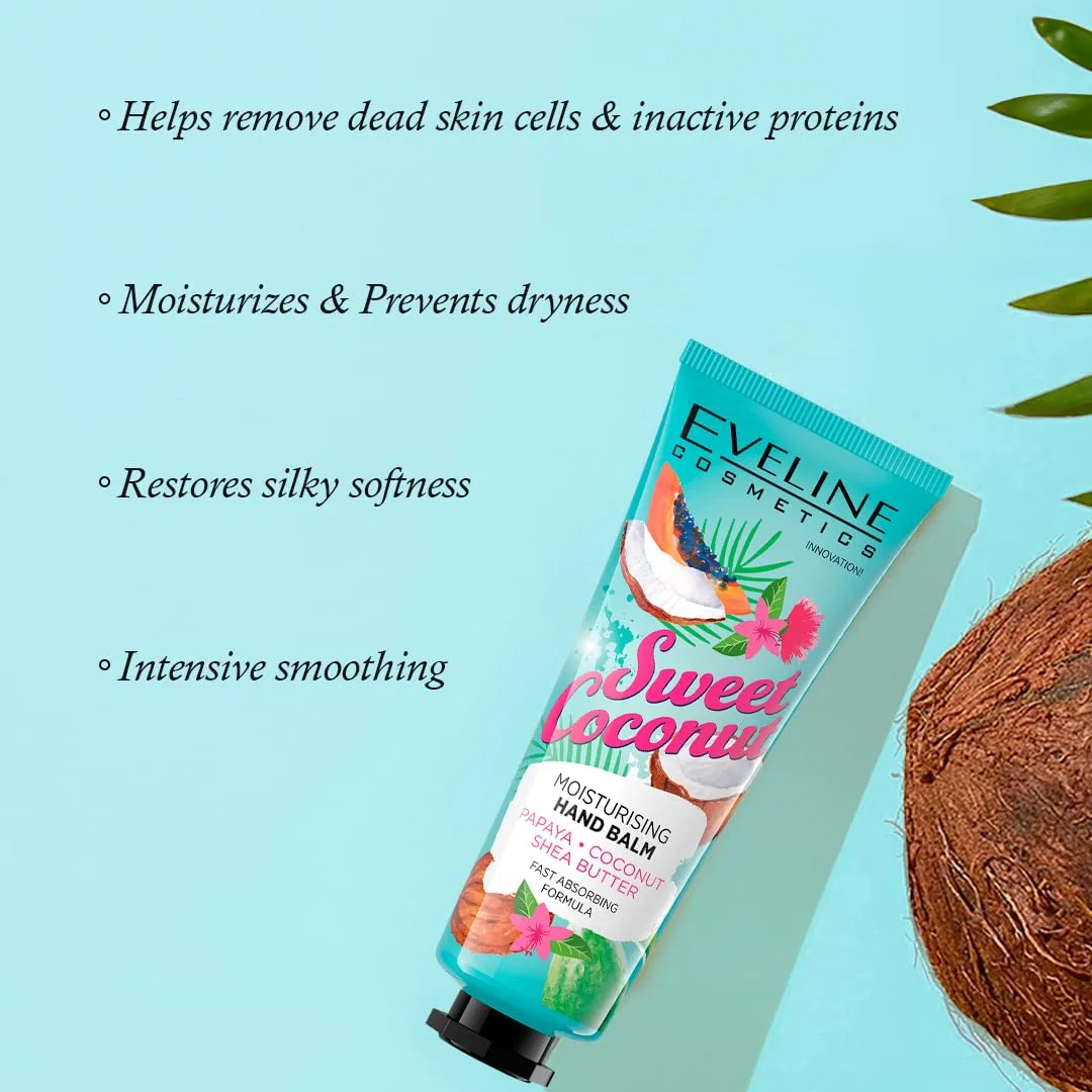 Увлажняющий бальзам для рук Eveline Cosmetics Sweet Coconut с маслом ши и папайи, 50 мл Eveline Cosmetics — фото 2