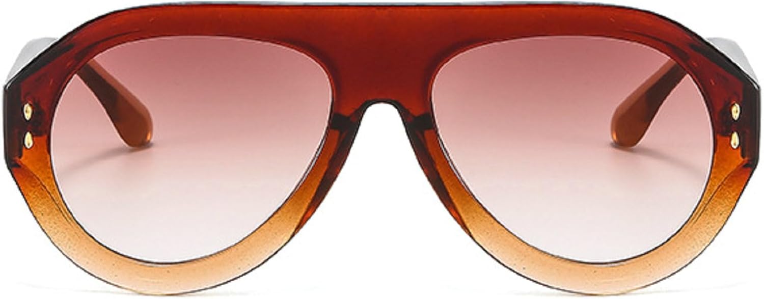 

Популярные модные солнцезащитные очки-пилот для женщин, защита от УФ-излучения UV400, ретро-стиль, заклепки, градиентный дизайн, модные мужские круглые солнцезащитные очки mincl, Brown