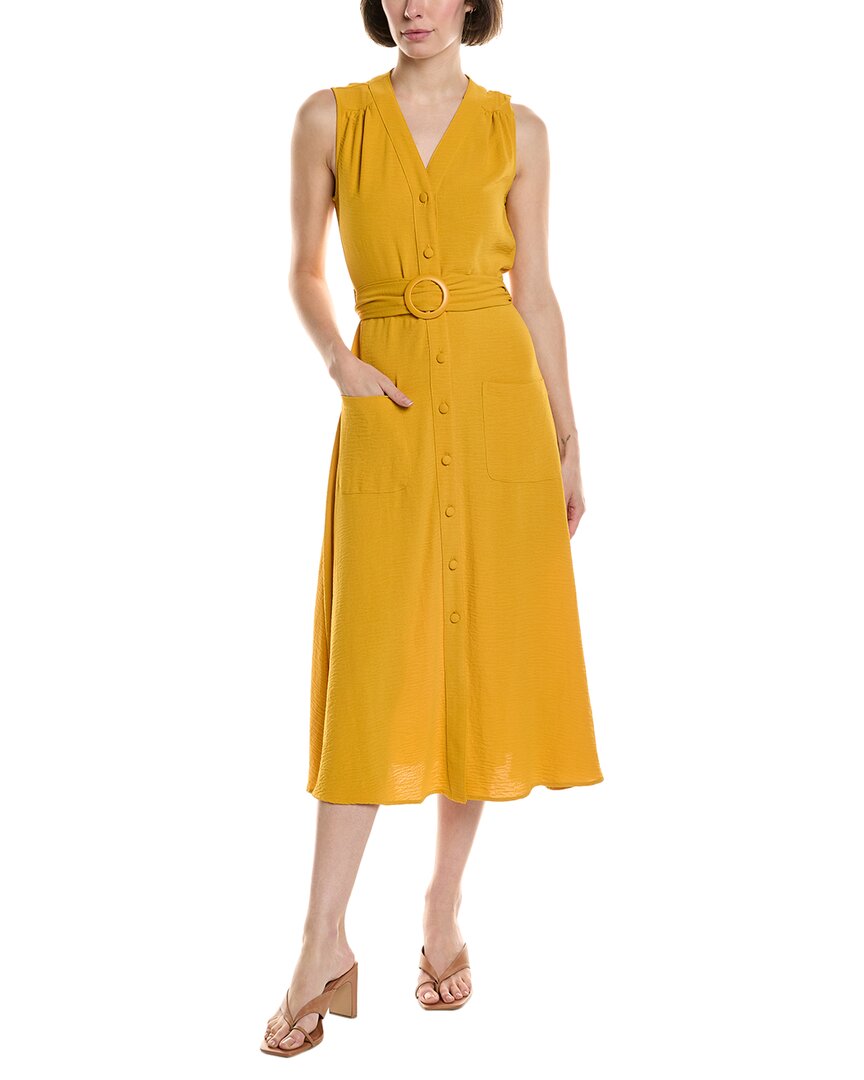 

Шарагано Поясная рубашка-платье Sharagano, желтый