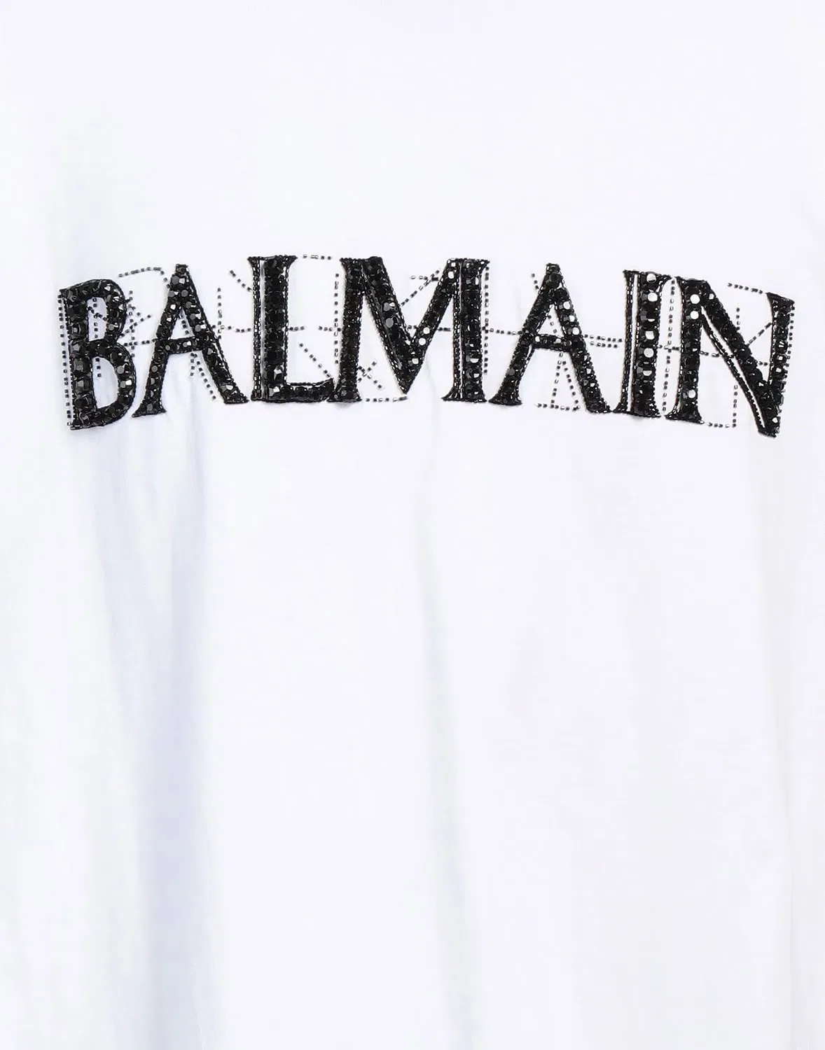 Футболка с кристаллами Balmain белая — фото 4