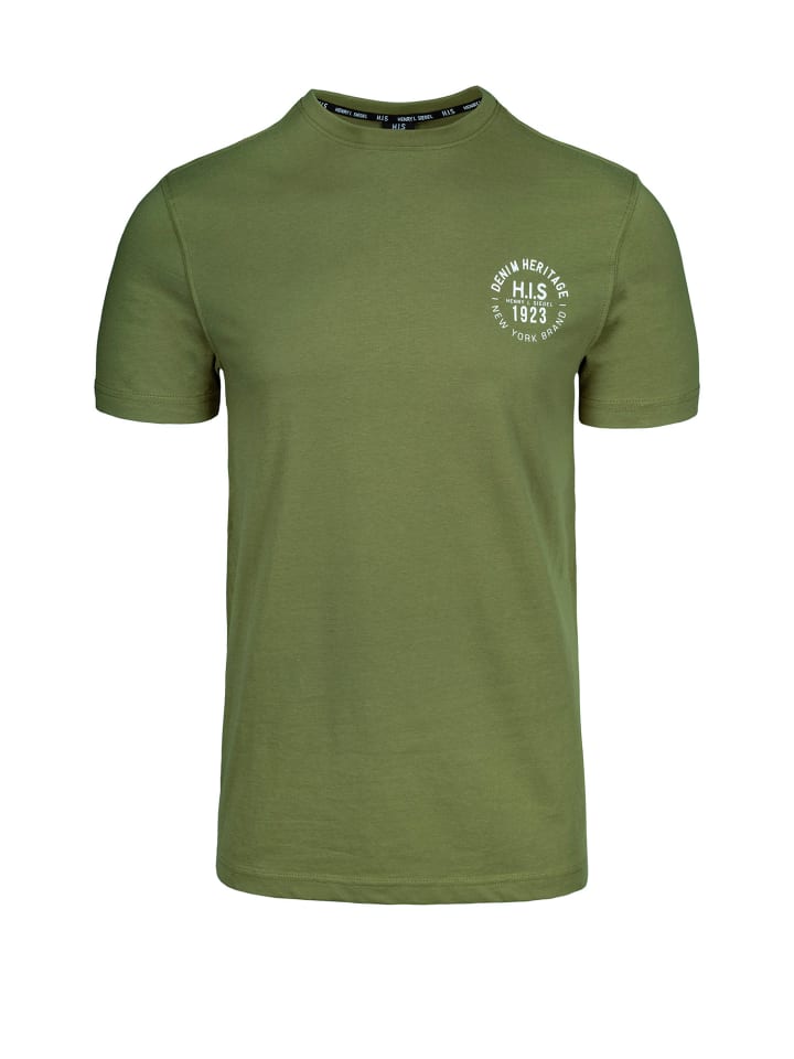

HIS Футболка Denim Heritage 1923 оливкового цвета, Зеленый, HIS Футболка Denim Heritage 1923 оливкового цвета