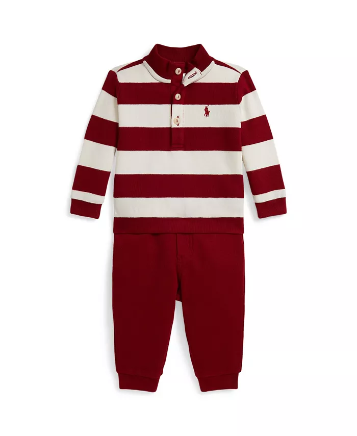 

Комплект для мальчиков из 2 предметов: пуловер и брюки на резинке Polo Ralph Lauren, красный