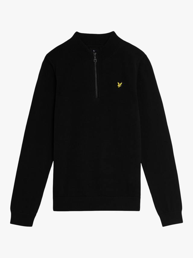

Детская хлопковая кофта с молнией на четверть Lyle & Scott, Black