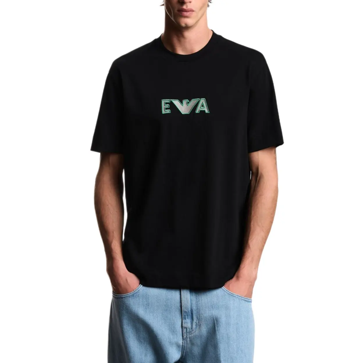 EMPORIO ARMANI Футболка мужская черная с круглым вырезом Moderate — фото 3