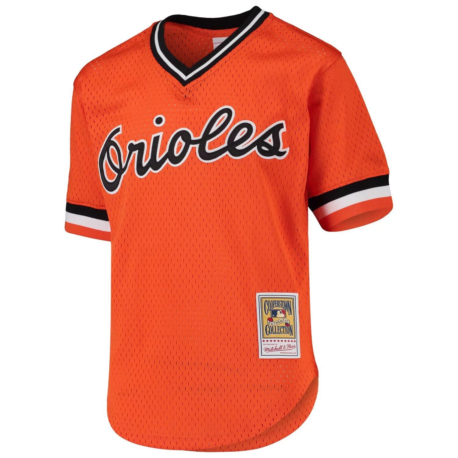 Молодежный Джерси Митчелла и Несса Кэла Рипкена-младшего Orange Baltimore Orioles Cooperstown Collection Сетчатый тренировочный трикотаж Unbranded — фото 2