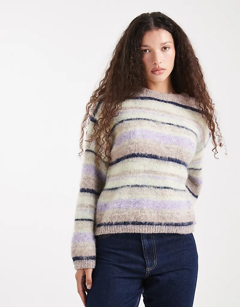 

Джемпер с начесом и разноцветными полосками от ASOS DESIGN сиреневого цвета