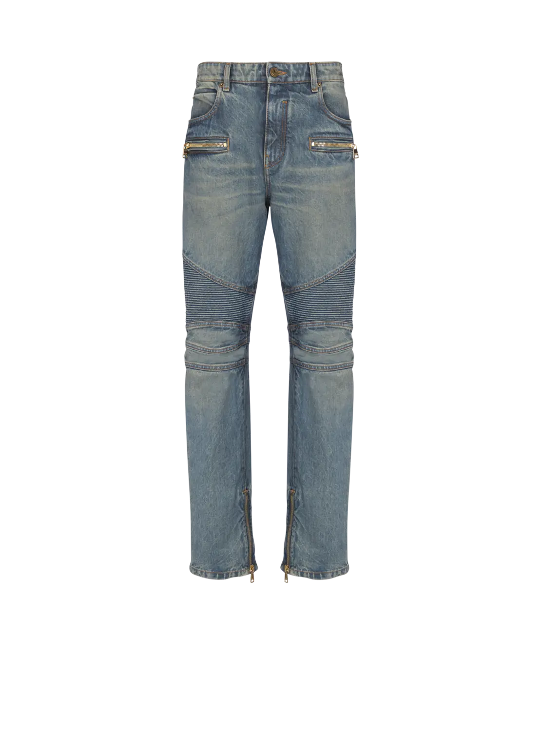 

Джинсы байкера из винтажного денима Balmain, синий