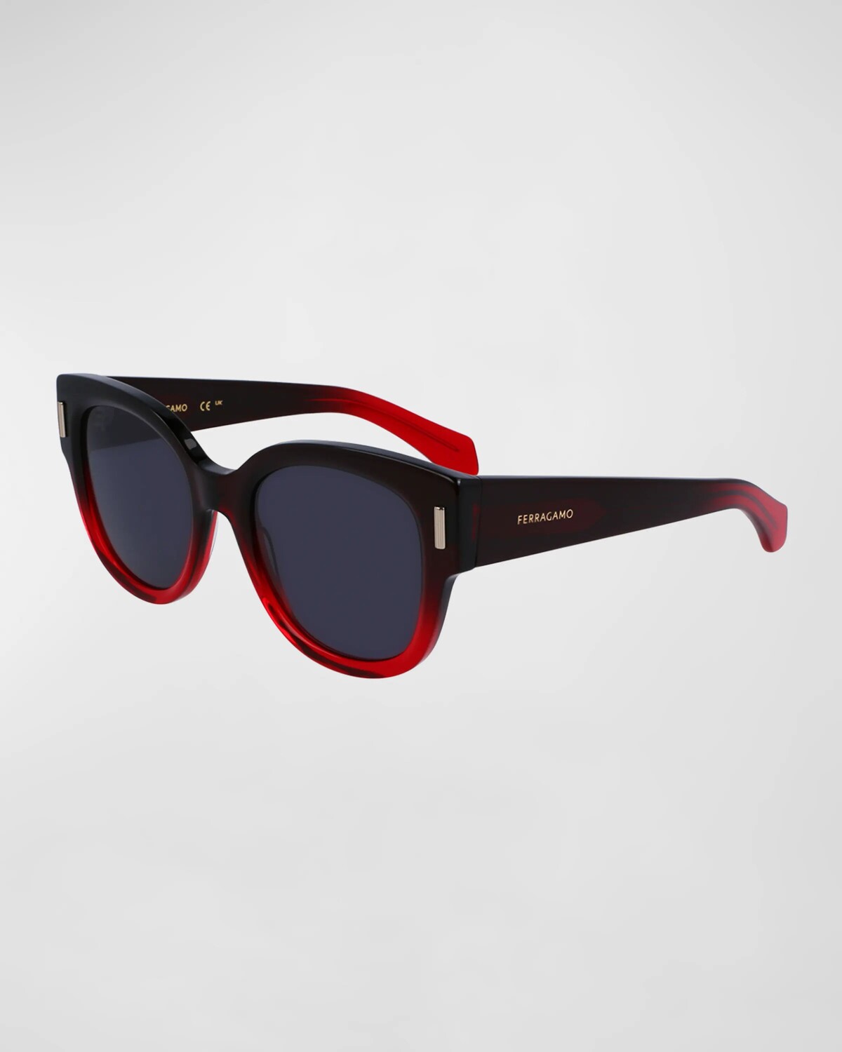

Солнцезащитные очки «кошачий глаз» из ацетата с заклепками Ferragamo, цвет Gradient Transparent Dark Red