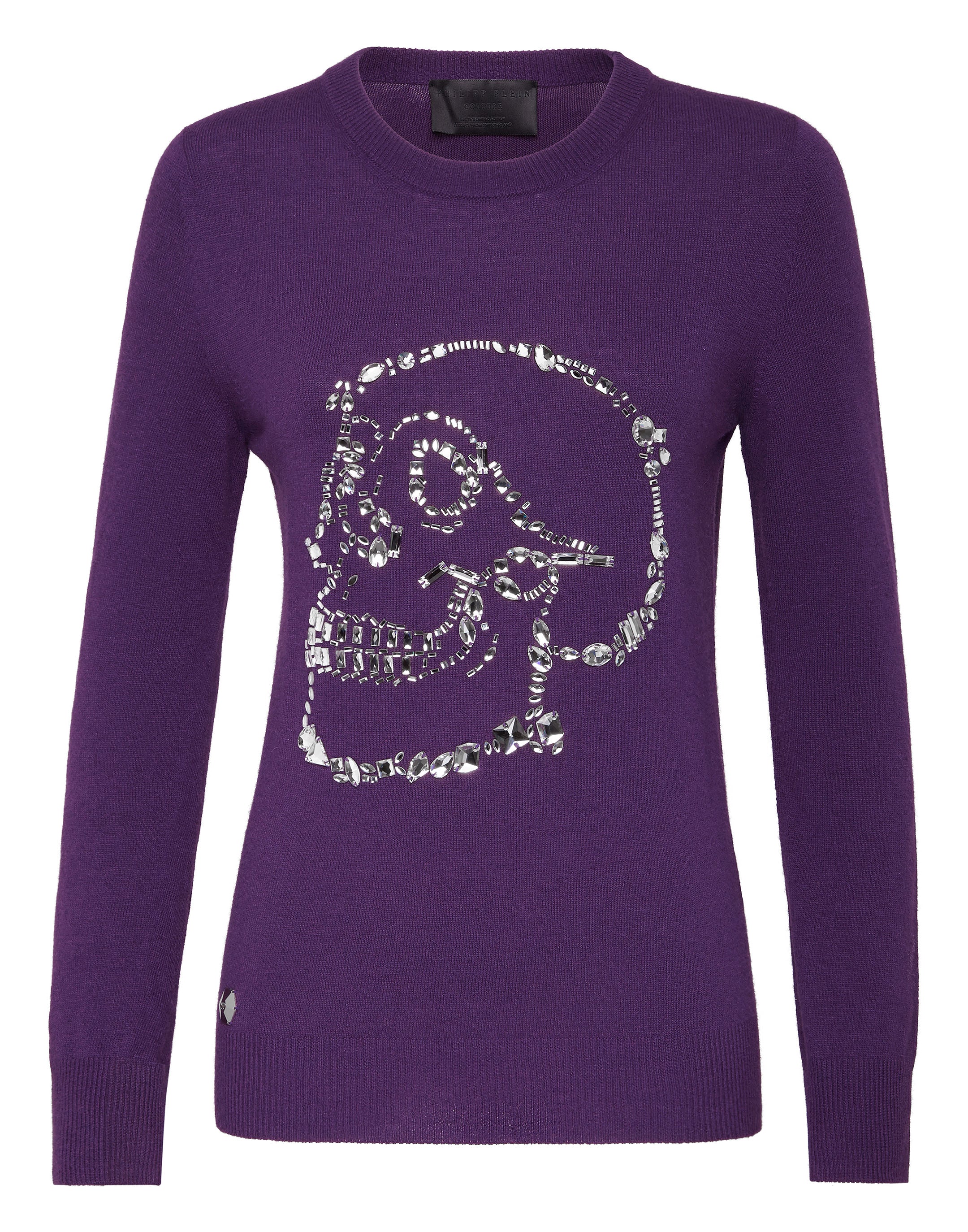 

Пуловер с круглым вырезом LS Look At Me Skull crystal PHILIPP PLEIN, фиолетовый