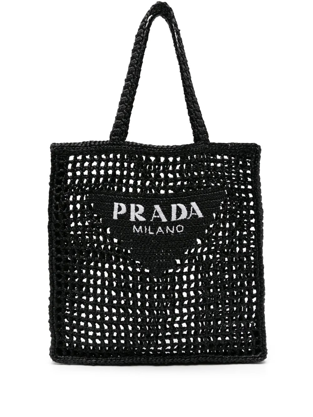

Сумка-тоут в технике кроше Prada, черный