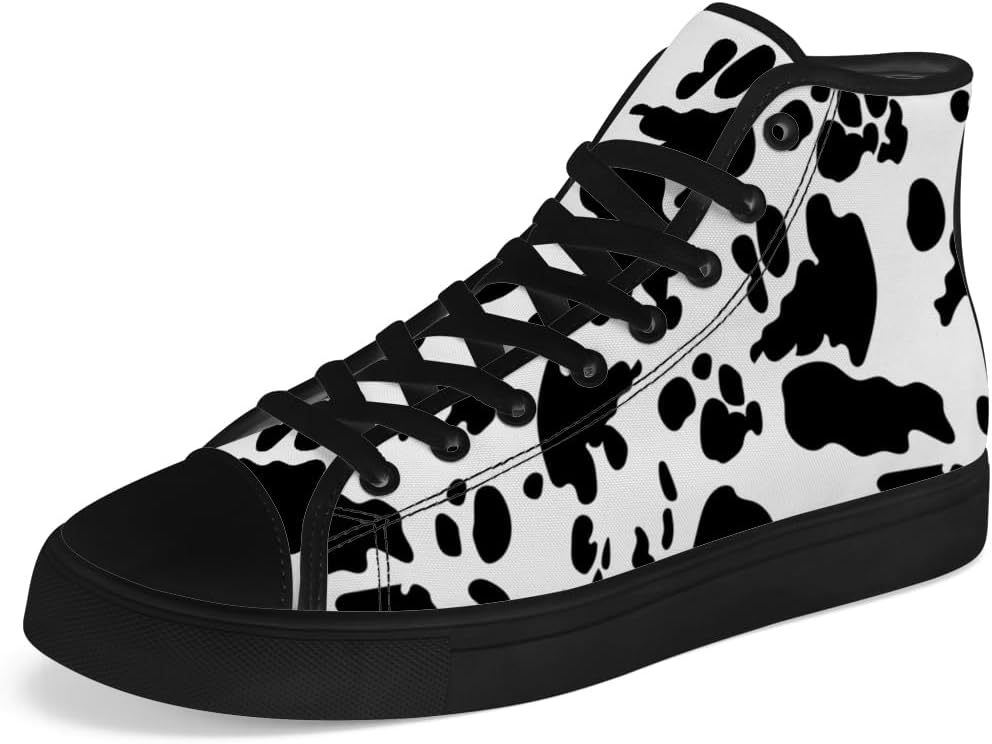 

Кеды на высокой подошве chebing с принтом коровы для женщин и мужчин, высокие кроссовки на шнуровке, повседневная обувь, подарки для мужчин и женщин, черный