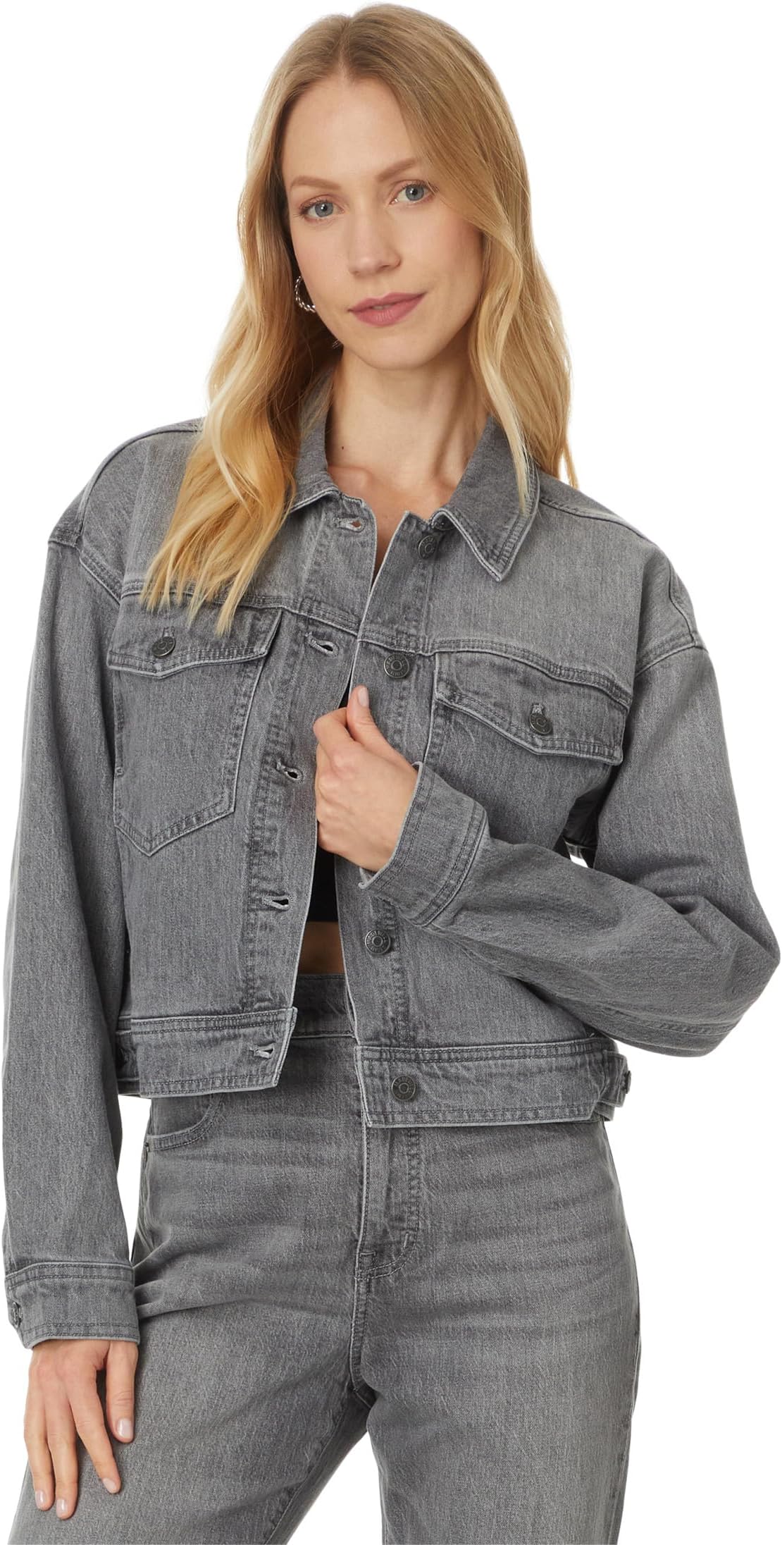 

Куртка Madewell Denim Clean Crop Oversized Jeans Jacket in Hallandale Wash, цвет Hallandale Wash