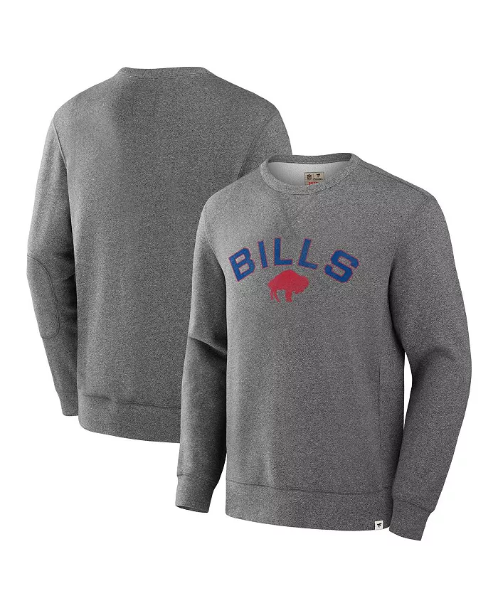 

Мужская петлевая толстовка Buffalo Bills из хлопкового флиса цвета хизер-серый Fanatics