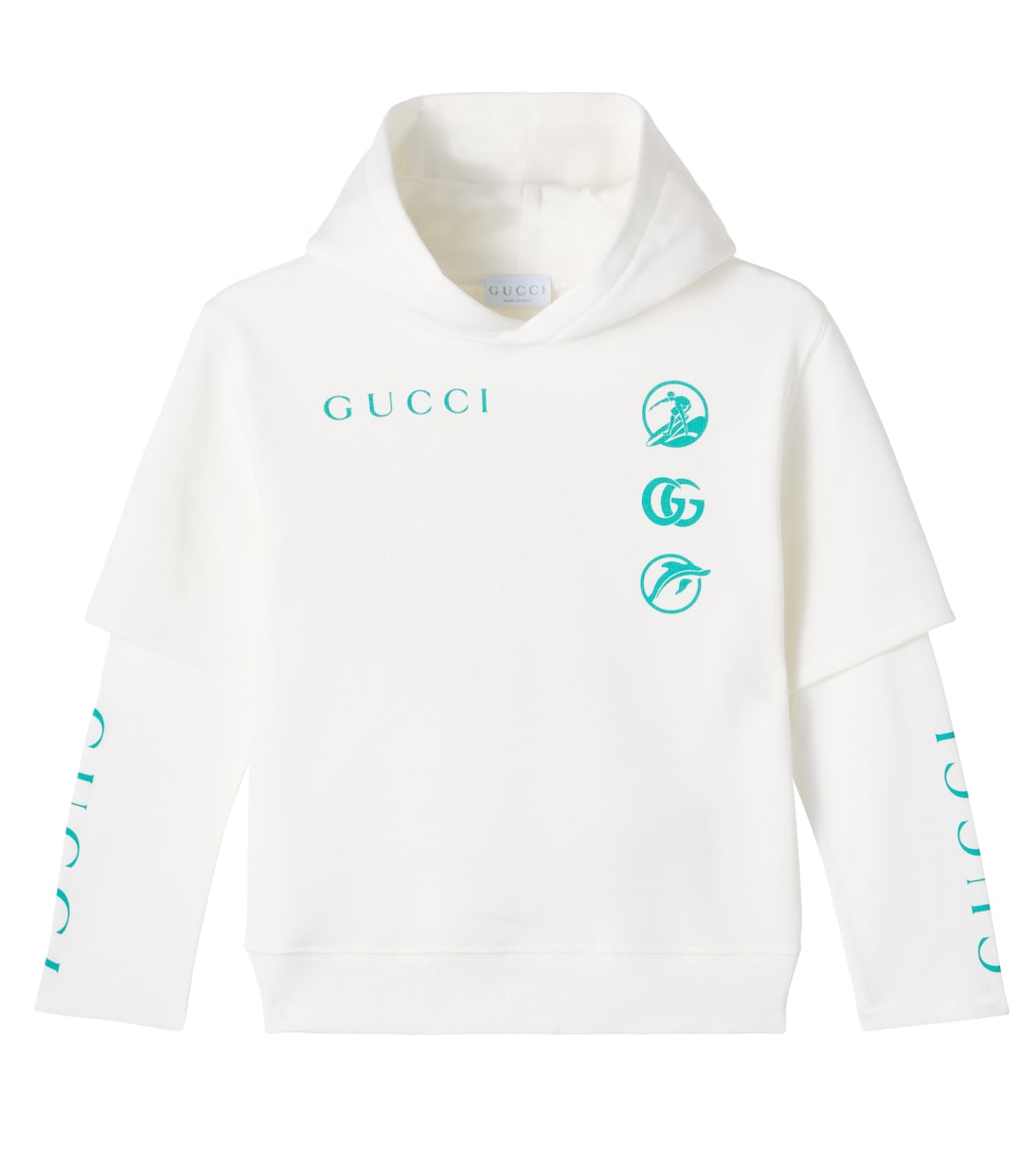 

Хлопковая худи с принтом Gucci Kids, New White/Mix