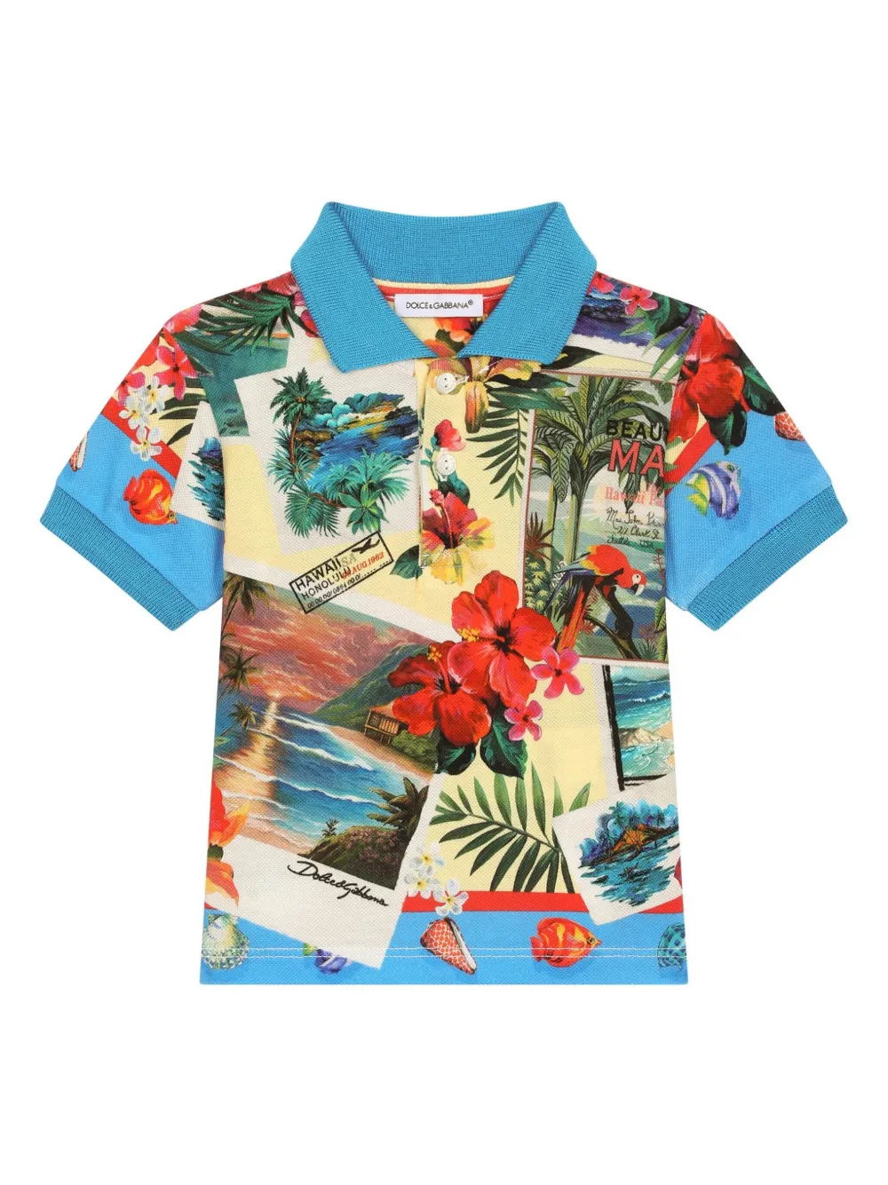 

Рубашка поло с графичным принтом Dolce & Gabbana Kids, синий
