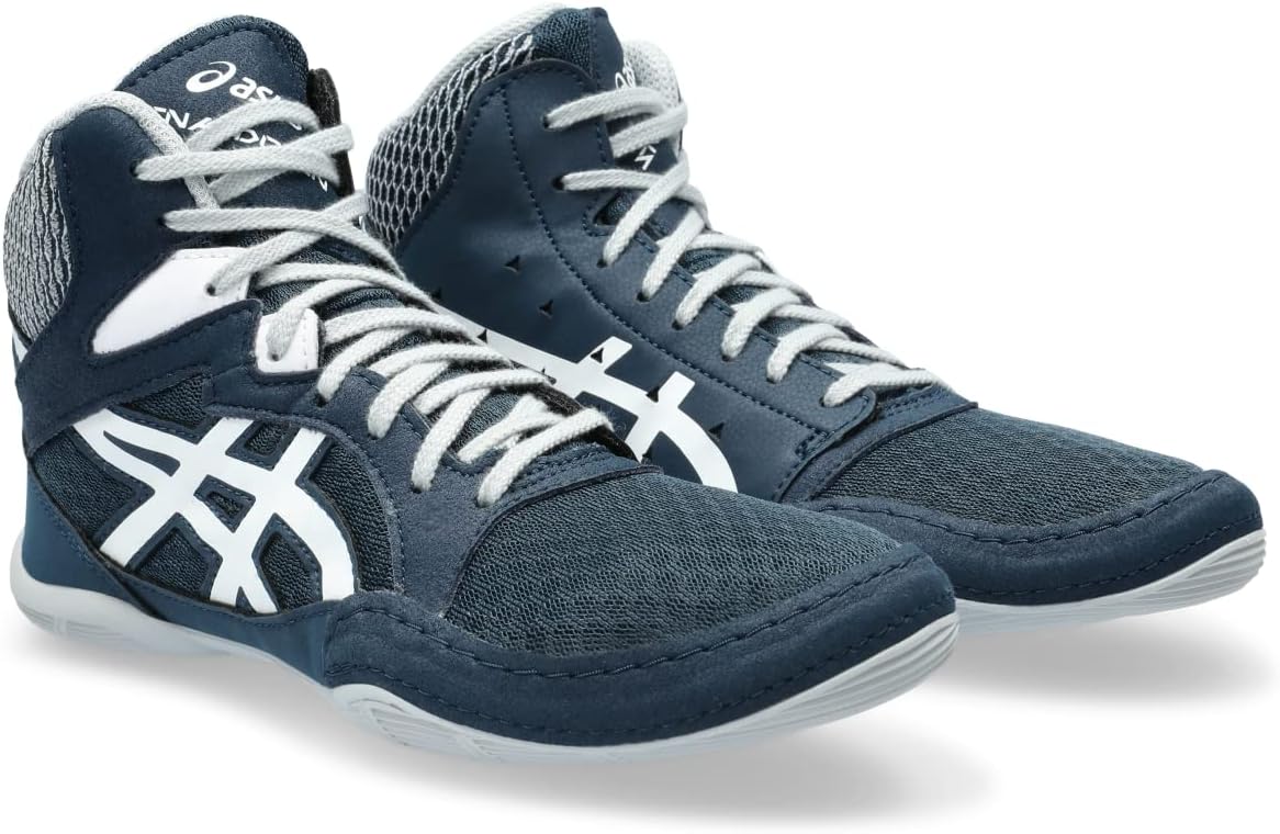 Детские борцовские кроссовки ASICS Snapdown 3 для школьников, белый/синий — фото 2