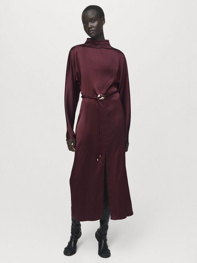 

Платье Susi с поясом из сатина Mango, Dark Red