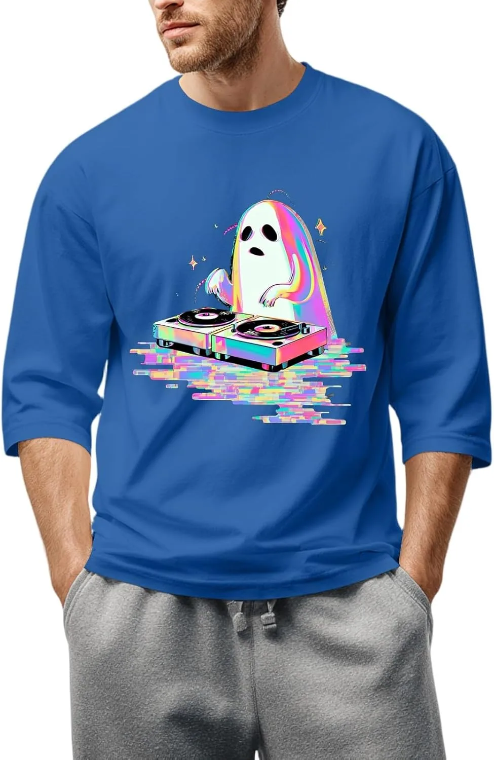 

Футболка для мужчин с принтом, 3/4 рукава FQZWONG