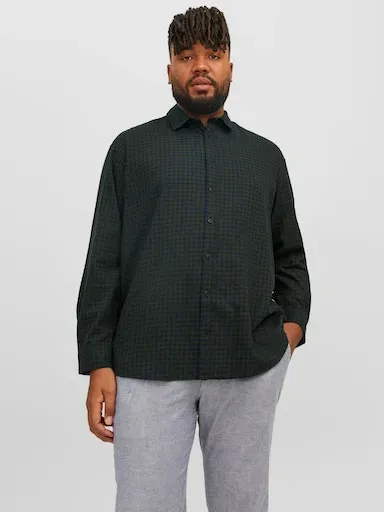 

Рубашка в клетку Jack & Jones PlusSize "JJEGINGHAM TWILL SHIRT L/S NOOS PLS", цвет Forest Night