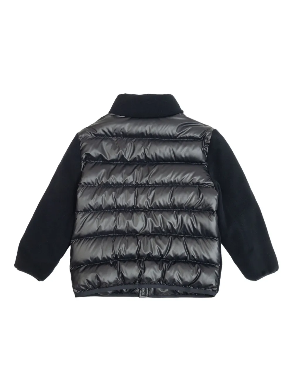 Пуховик с флисовыми вставками Moncler Enfant, черный — фото 2