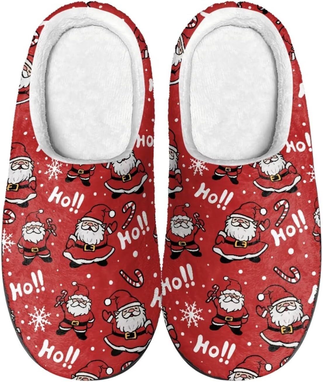 

Милые мультяшные фланелевые тапочки Howilath унисекс, теплые и дышащие хлопковые тапочки с противоскользящей подошвой, Christmas Santa Claus