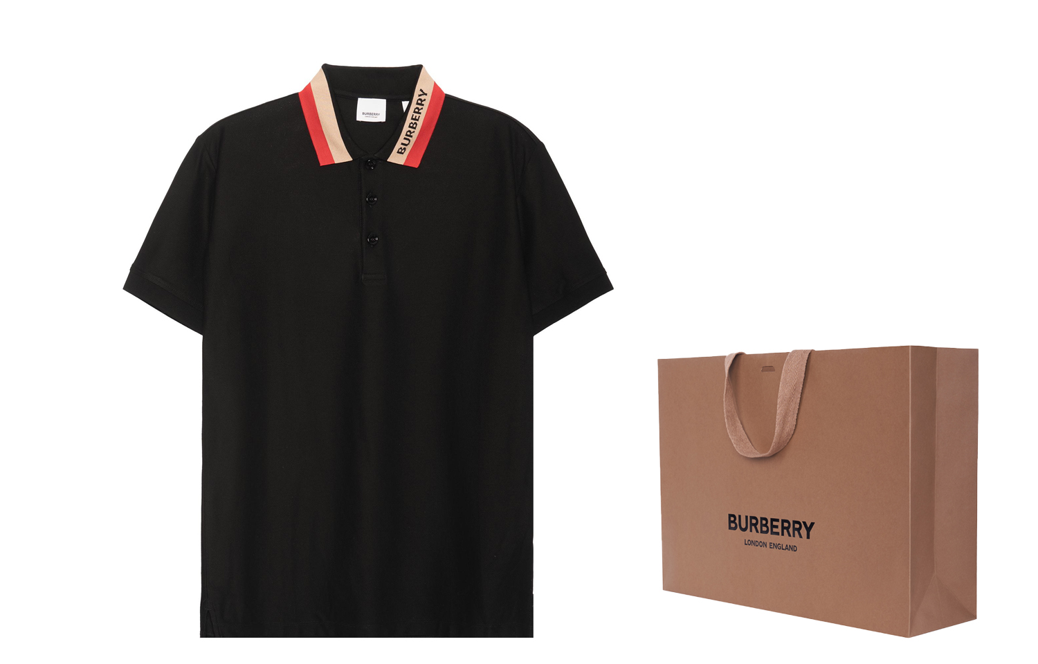 Футболка поло Burberry из хлопкового пике с логотипом, черный, с эксклюзивной упаковкой — фото 3