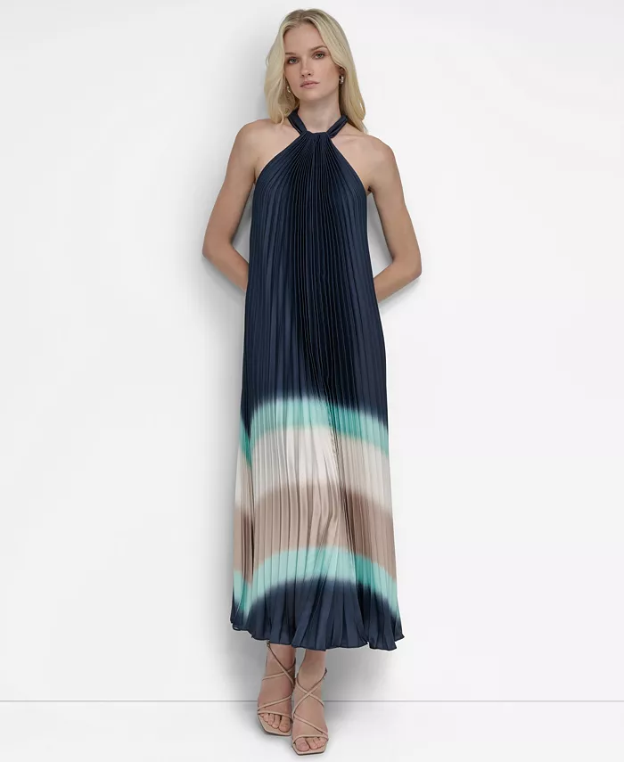 

Женское платье с запахом Sunray-Pleated Ombré на бретелях DKNY, синий