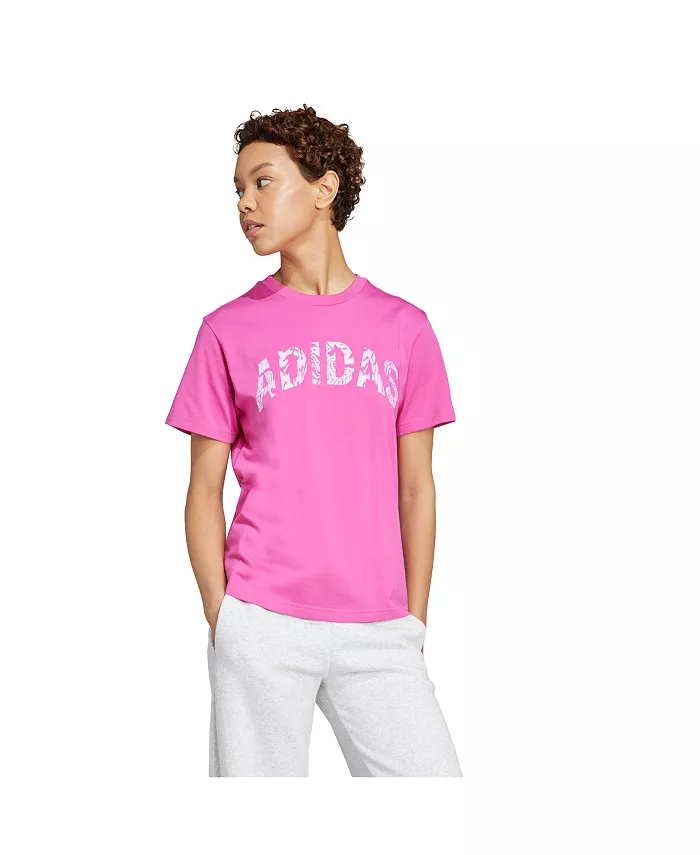 

Женская хлопковая футболка с камуфляжным принтом Camouflages adidas, розовый