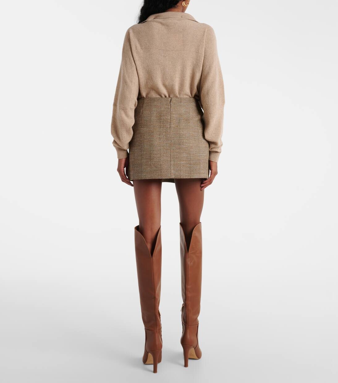 Мини-юбка из шерстяной смеси с узором «ёлочка» Stella Mccartney, цвет chestnut — фото 3