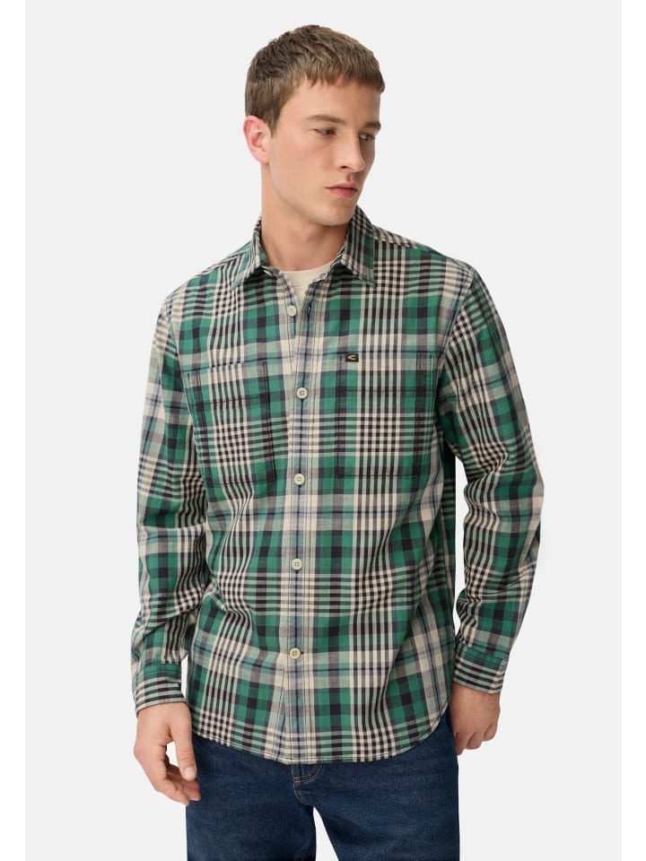 

Рубашка с длинными рукавами, воротником Кент и нагрудными карманами цвета пихты. Camel Active