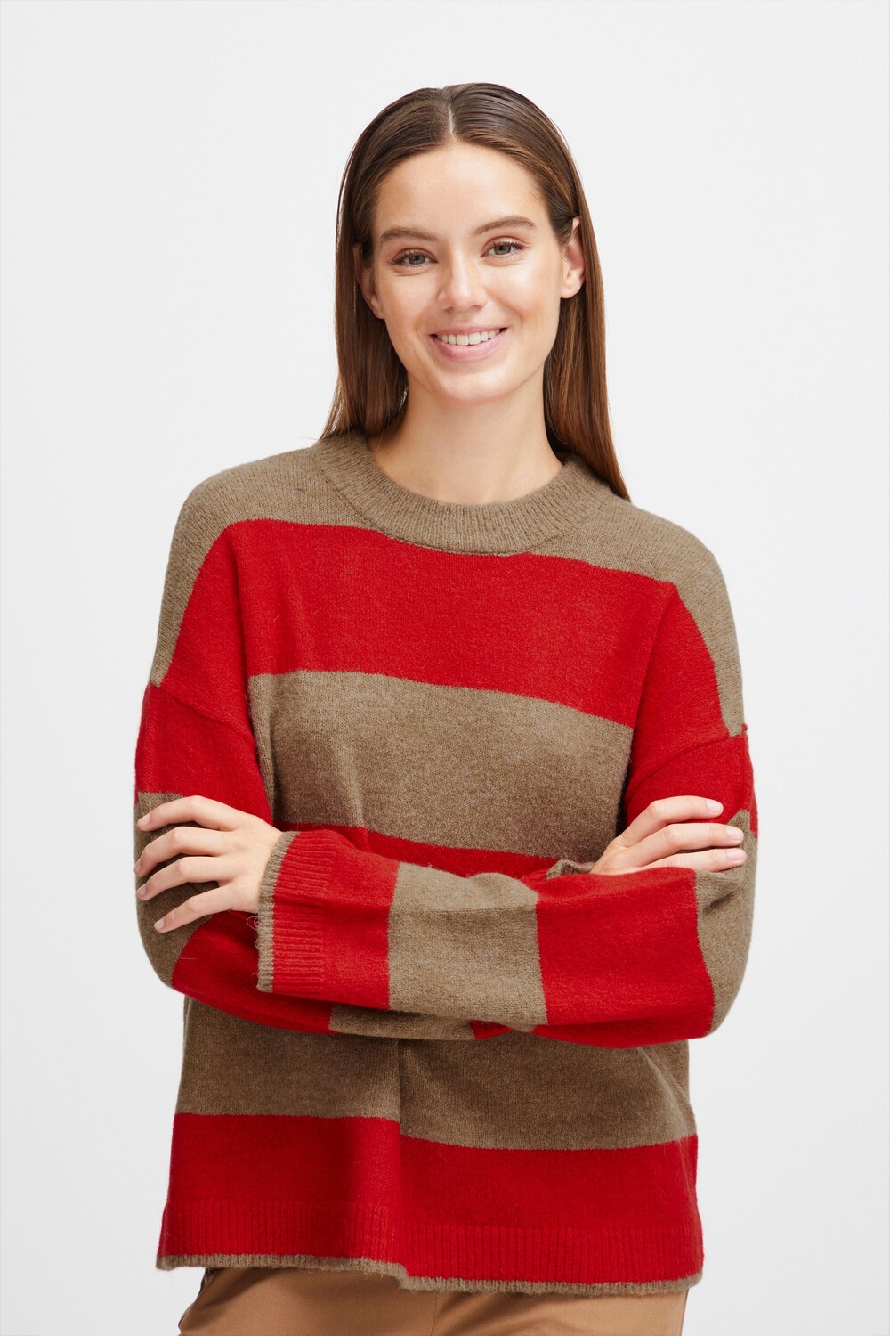 

Свитер b.young Strick BYOMARTHA STRIPE JUMPER 20813889, коричневый