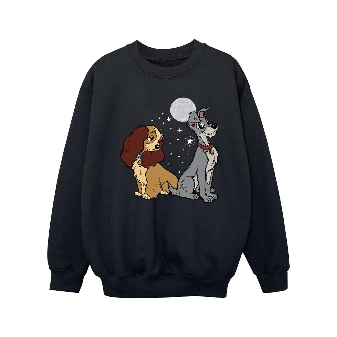 Свитшот для девочек с принтом Disney Lady And The Tramp, черный — фото 2