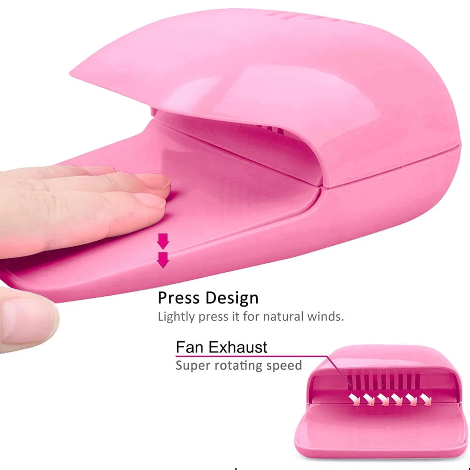 Портативная мини-сушилка для ногтей на батарейках Fockety, Pink — фото 3