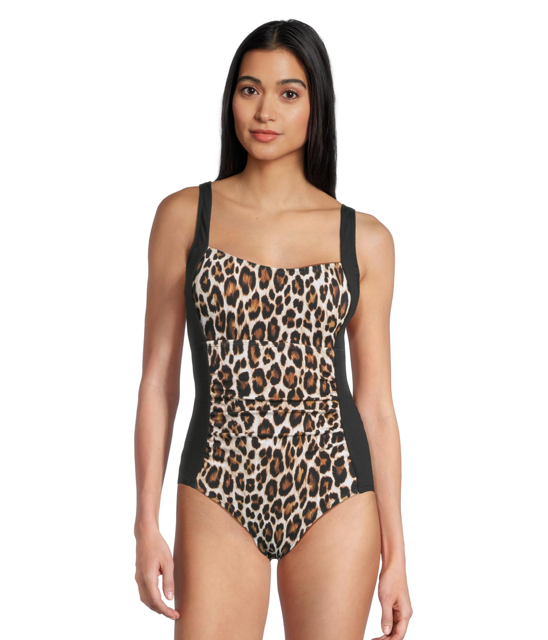 

Купальник Tommy Bahama Island Cays Leopard Square Neck One-Piece, черный