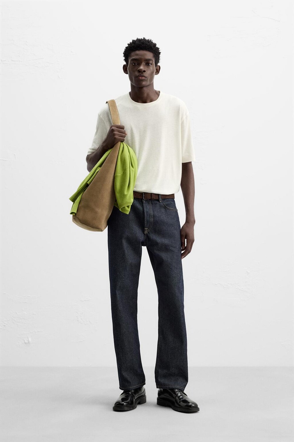 

Футболка из льна ZARA, устрично-белый