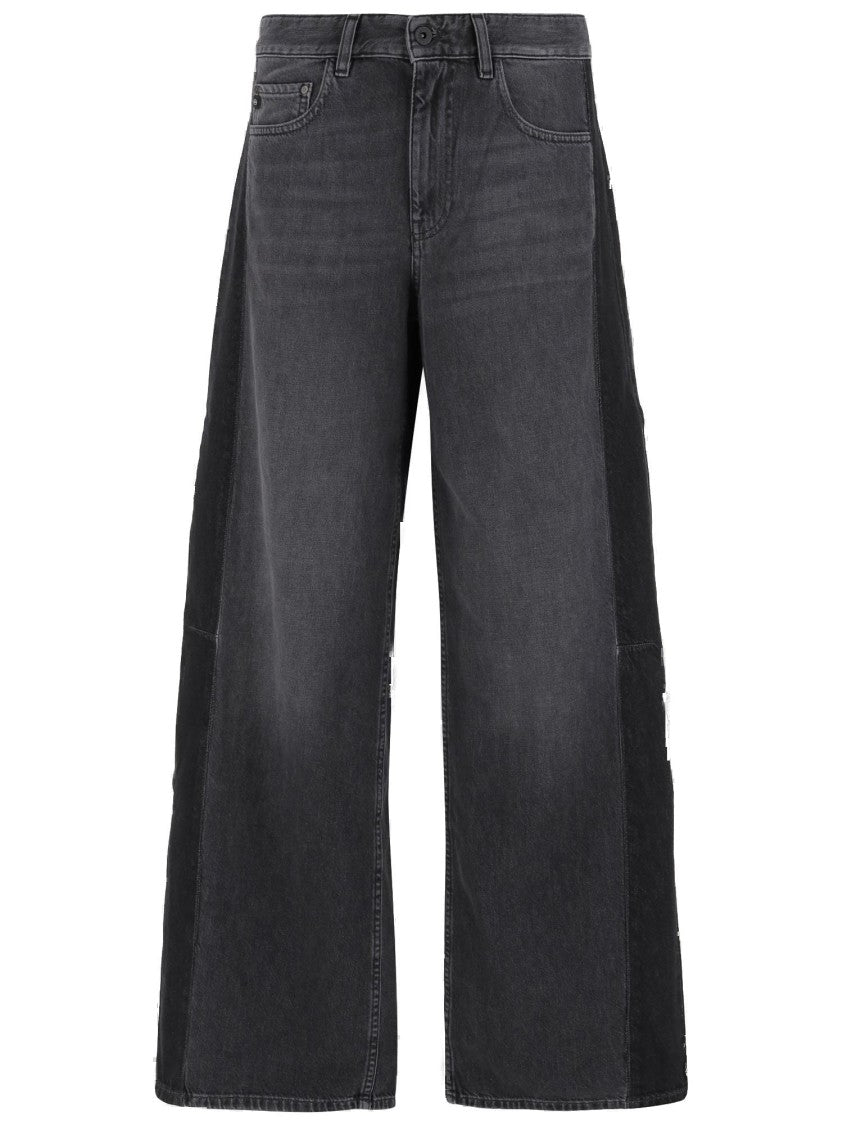 

Широкие темно-серые джинсы с пятикарманным дизайном и шлевками AG Jeans, серый