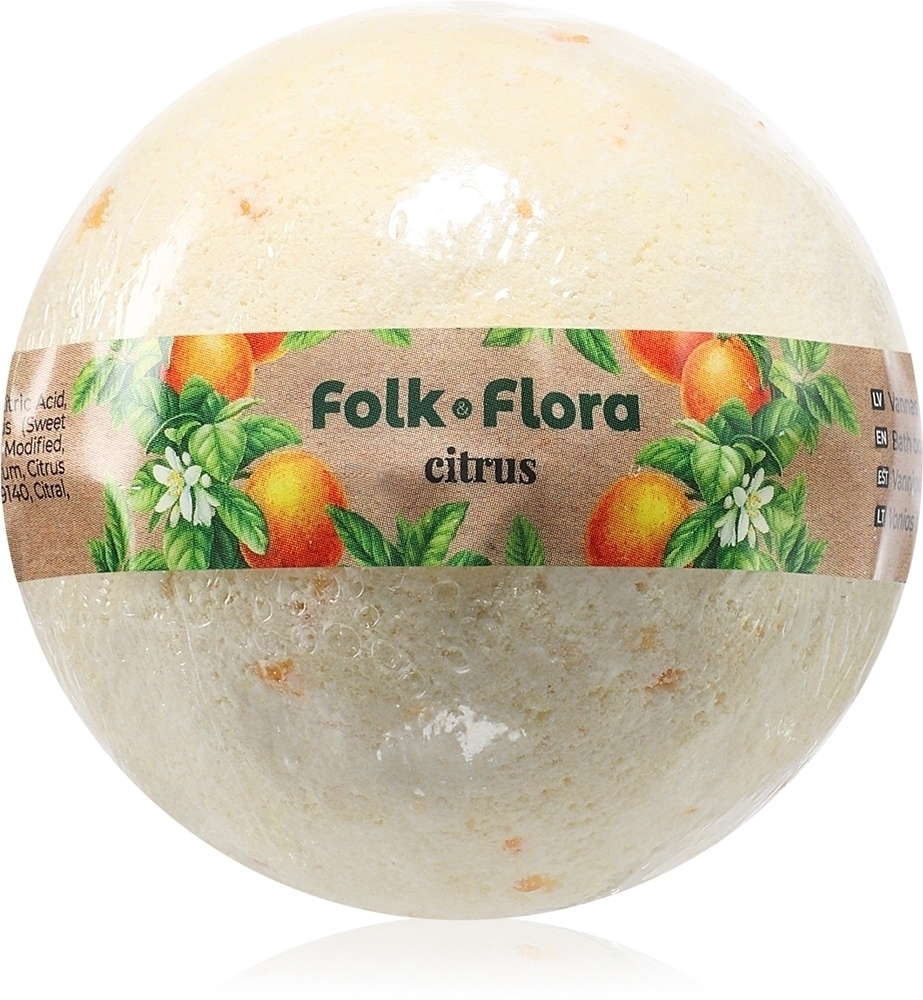 

Цитрусовая пена для ванны с освежающим эффектом Folk & Flora, 130 гр
