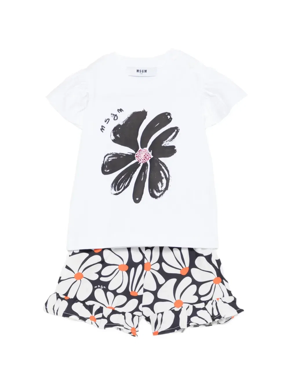 Комплект из топа и шорт с цветочным принтом Msgm Kids, белый