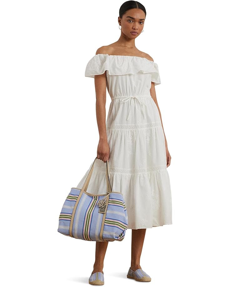 

Платье Lauren Ralph Lauren Cotton Off-the-shoulder Tiered Dress, белый
