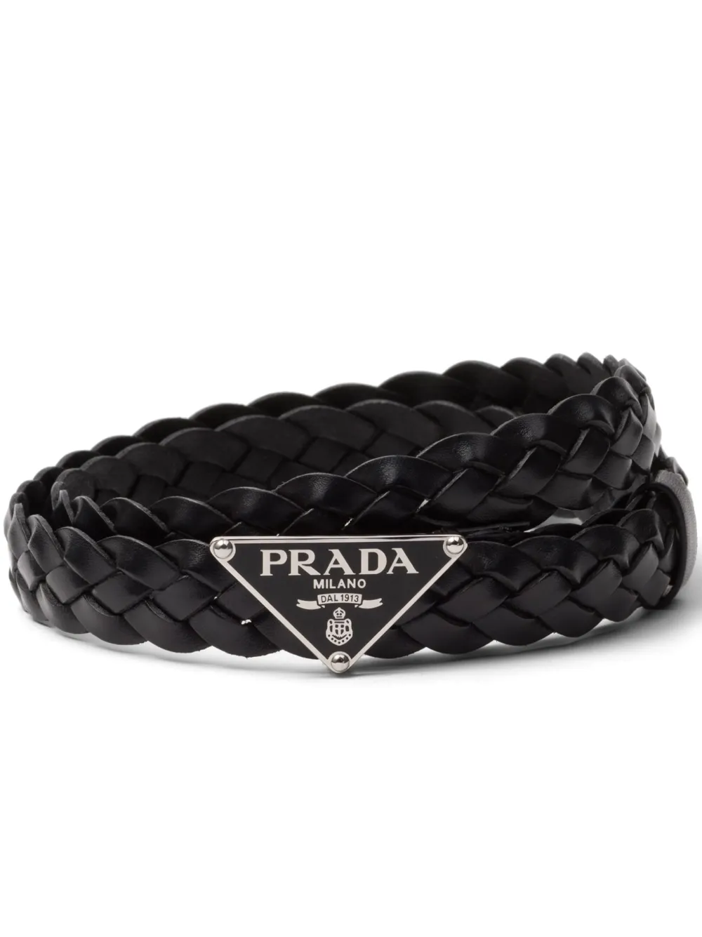 

Плетеный ремень с логотипом Prada, синий