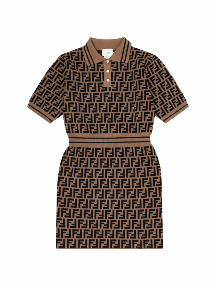 

Трикотажное платье-поло с монограммой Fendi, мультиколор
