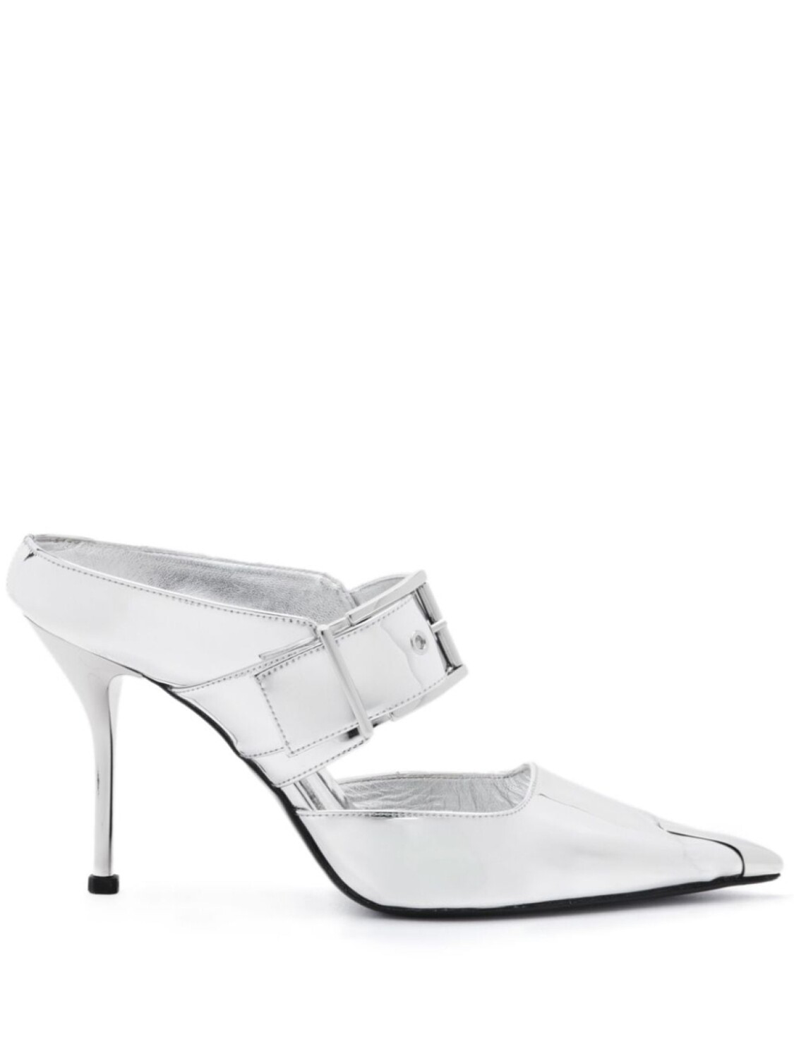 

Alexander McQueen мюли Punk 90 с эффектом металлик, серебристый