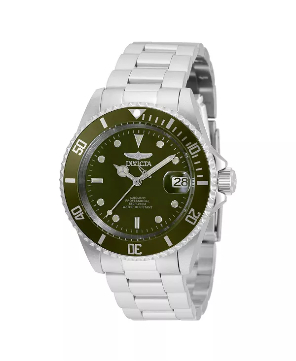 

Мужские дайверские часы Pro Diver 35690 с автоматическим механизмом, тремя стрелками и зеленым циферблатом Invicta, silver