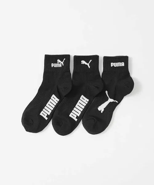 Носки спортивные PUMA 3 пары с дезодорирующей обработкой, усиленные, с поддержкой свода стопы, черные