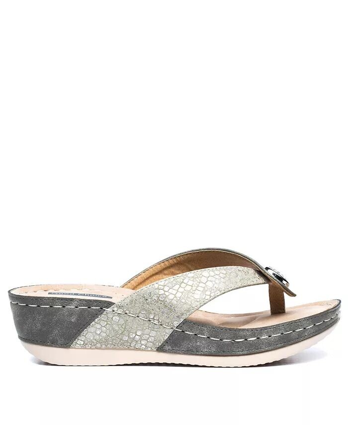 Женские босоножки на танкетке Dafni Thong GC Shoes, коричневый/бежевый — фото 2