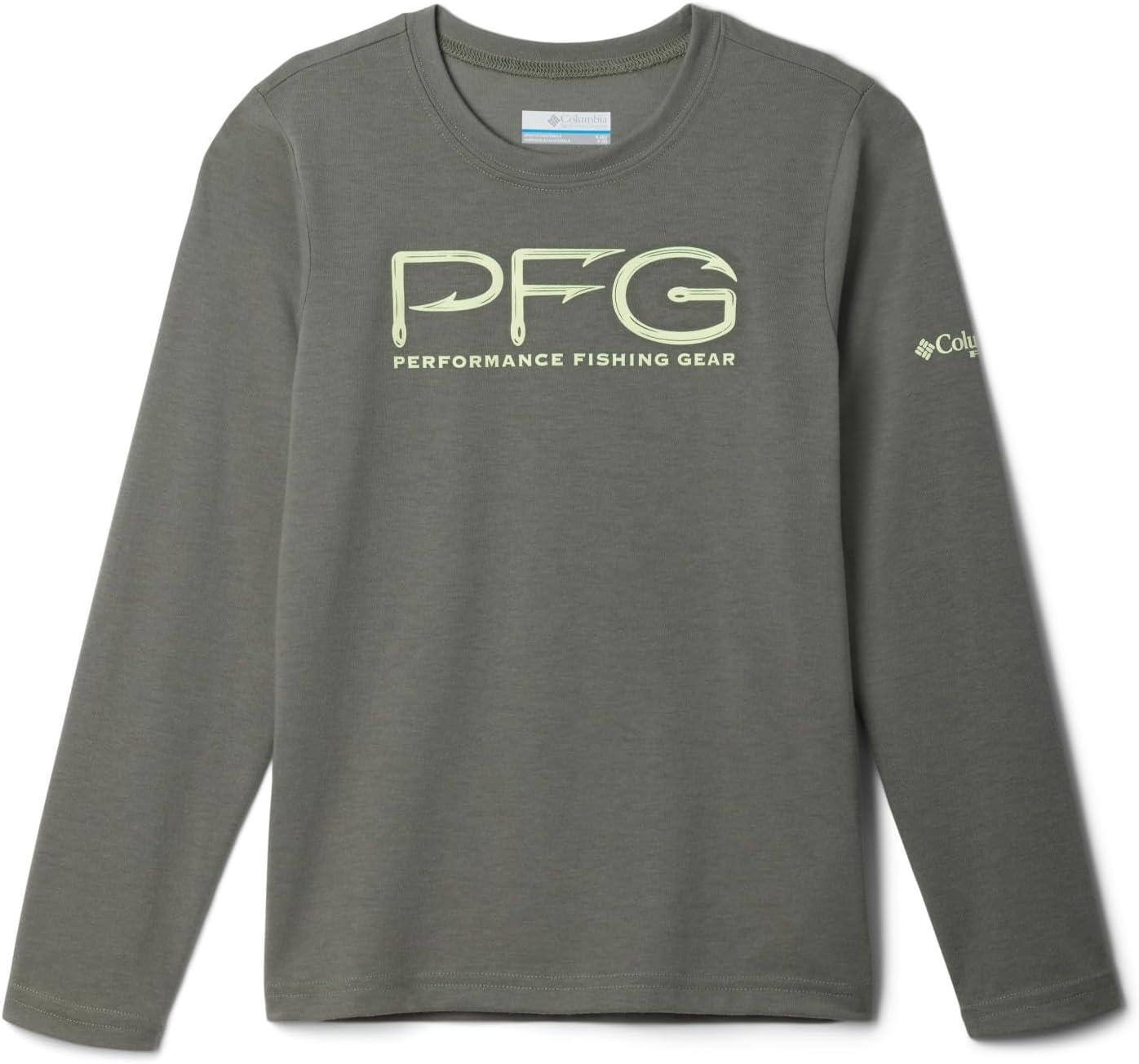 Футболка Columbia Boys PFG с длинным рукавом и принтом, Cypress/Spring Yellow Pfg Hooks