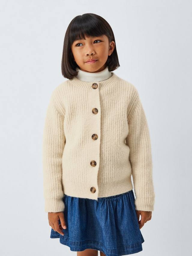 

Детский кардиган с воротником-гольф и крупной вязкой John Lewis, Cream