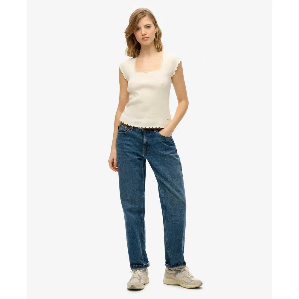 Футболка с коротким рукавом Superdry Essential Square, бежевый — фото 4